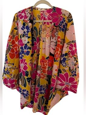NWT Entro Colorful Floral Print Style Kimono Wrap Sz S